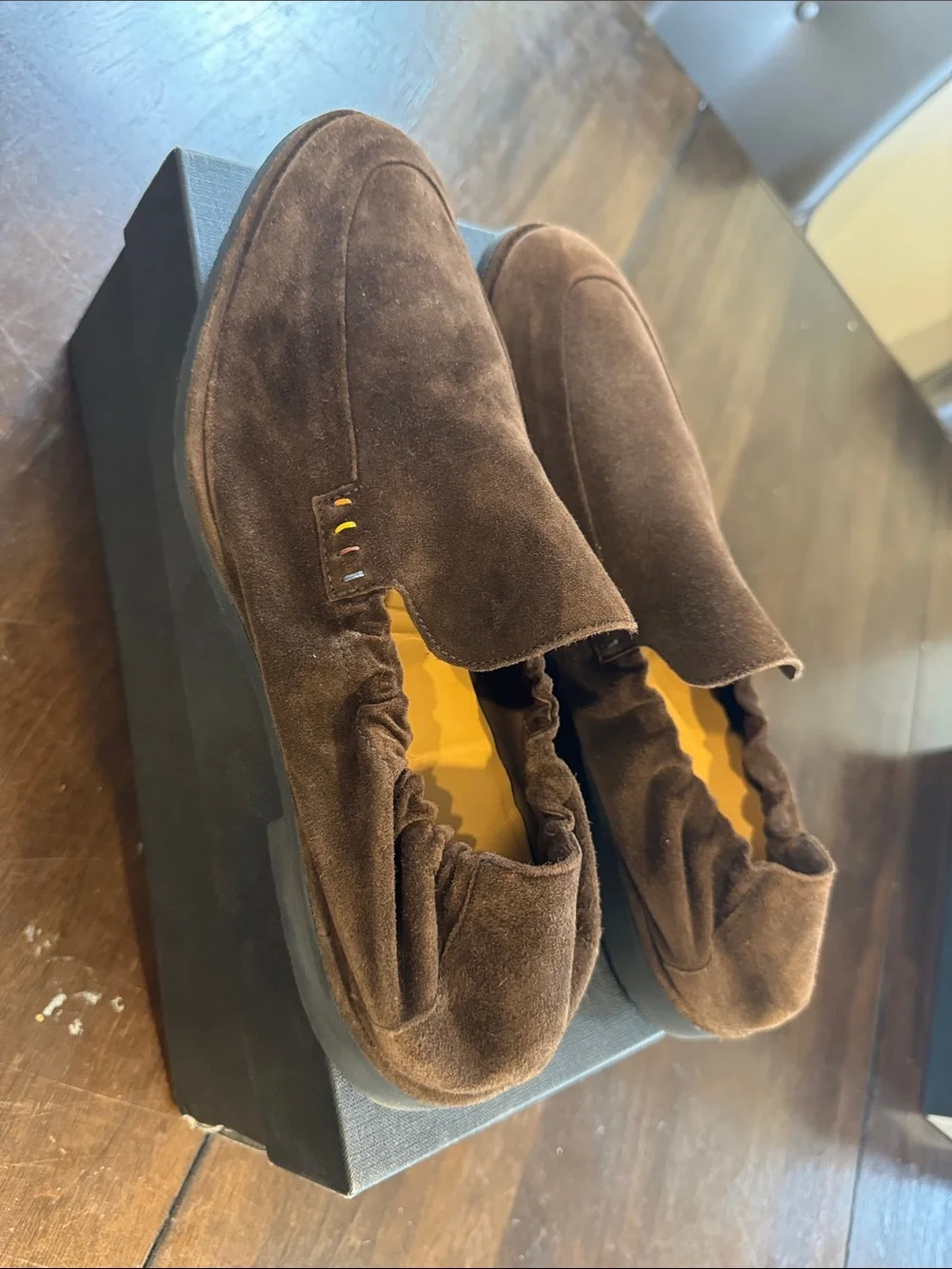 Paul Smith Brown Suede Slip-On Loafers with Signature Stripe Detail